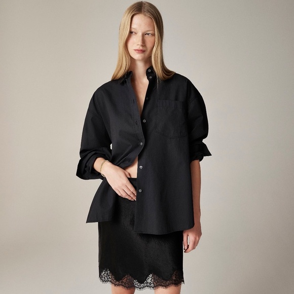 NWT!! J. CREW Étienne Oversized Shirt Lightweight Oxford Solid Black Etienne XXL - Picture 1 of 16